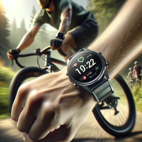 GreenSync Smartwatch while biking