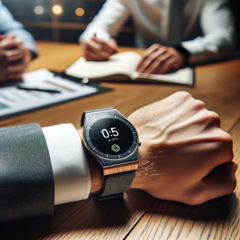 GreenSync Smartwatch in a meeting