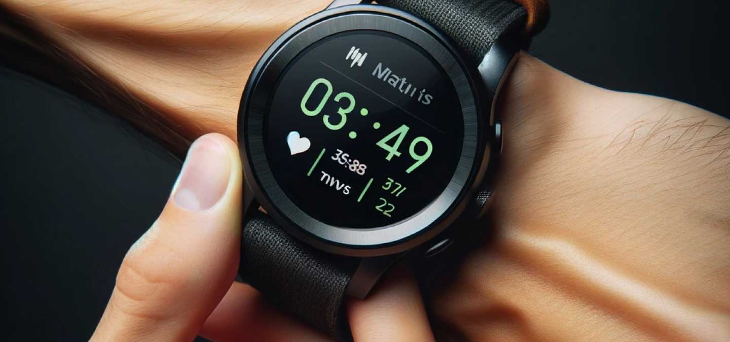 Illustration of health and fitness tracking capabilities of GreenSync Smartwatch